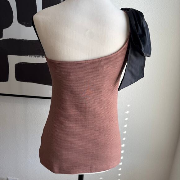 Maeve by Anthropologie Bow Shoulder Ribbed Tank Top Brown XS - Picture 10 of 16